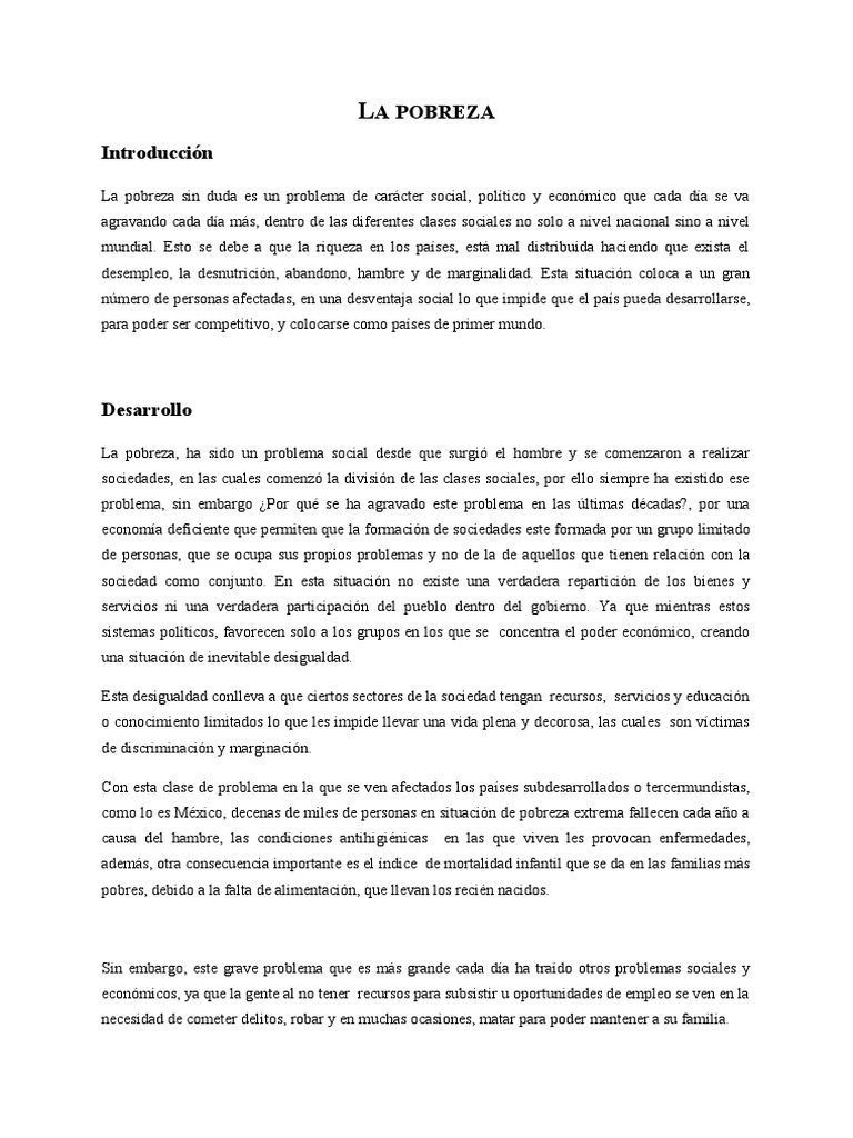 Causas y Consecuencias de la Pobreza | PDF | Pobreza | Pobreza e indigencia