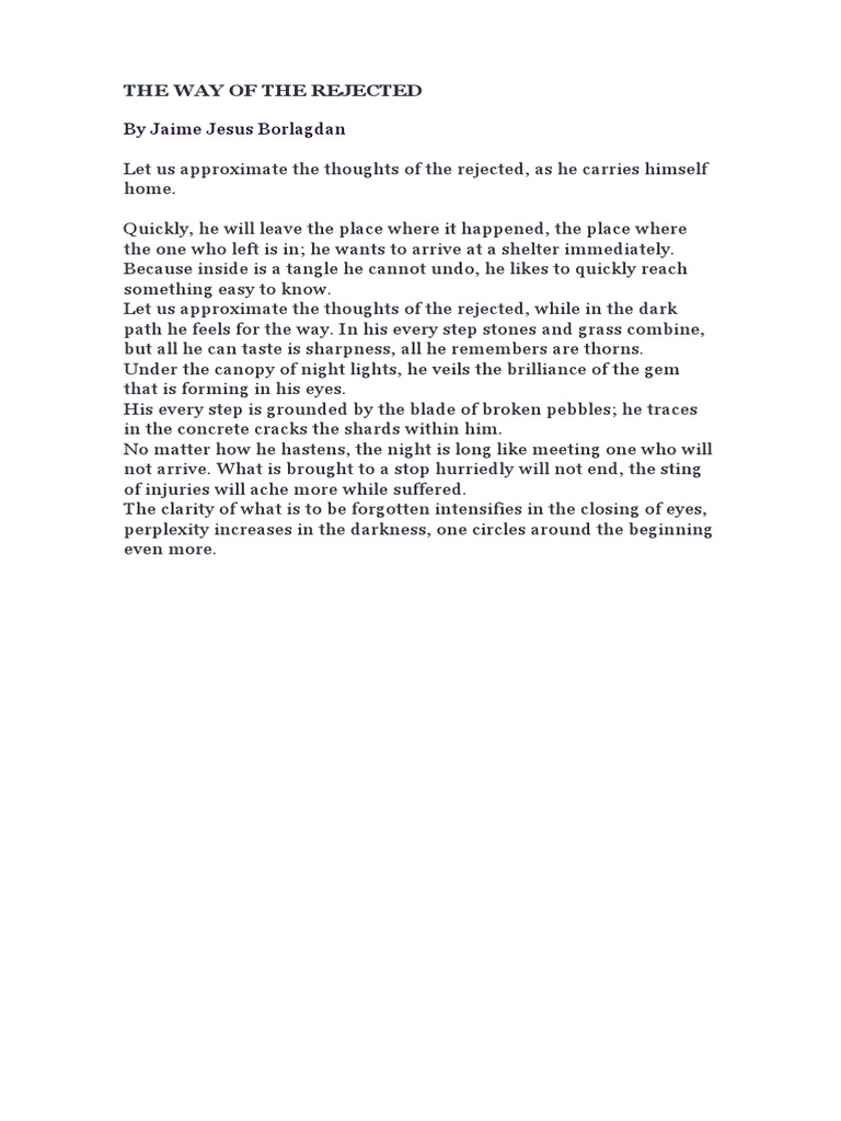 Thoughts of the Rejected | PDF | Poetry