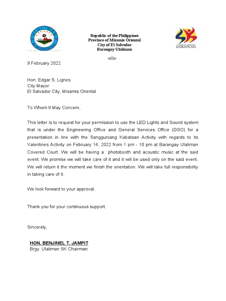 Request Letter For LED Lights PDF