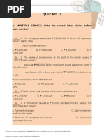 Quiz No. 7: A. MULTIPLE CHOICE: Write The Correct Letter Choice Before