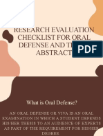 Research Evaluation Checklist For Oral Defense (Autosaved)