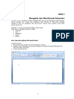 BAB 3. Mengetik Dan Memformat Dokumen. Cara Memulai Aplikasi Microsoft Word PDF