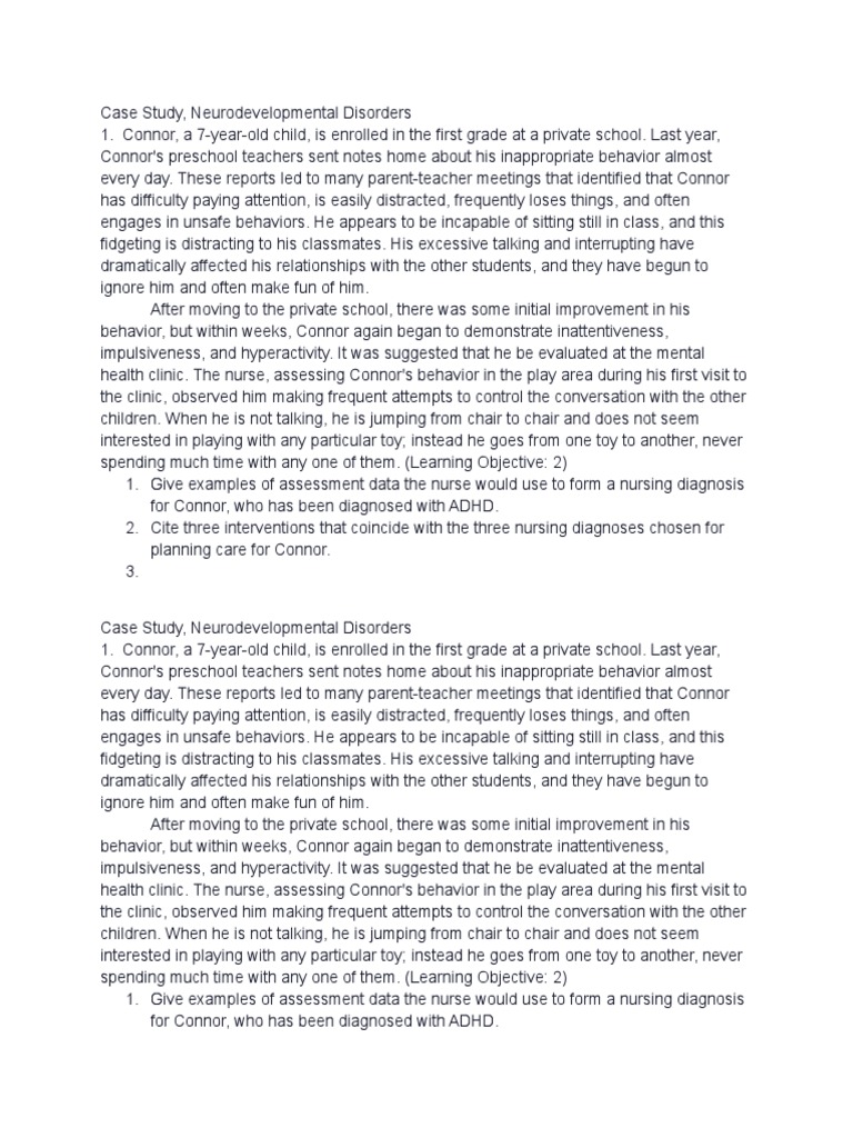 ADHD Case Study: Connor's Challenges | PDF | Attention Deficit ...