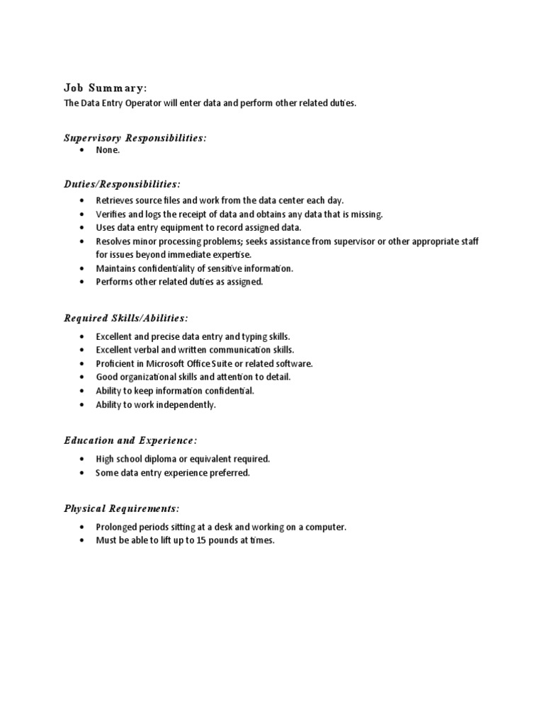 Data Entry Operator JD | PDF | Career & Growth