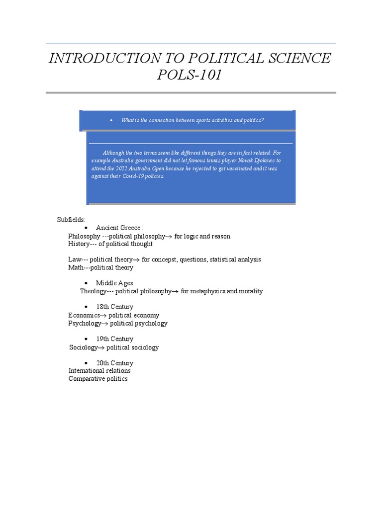 Introduction To Political Science POLS-101 | PDF