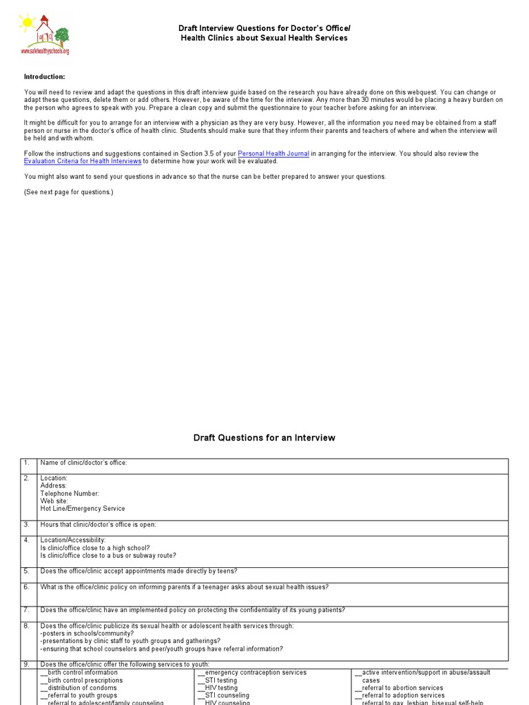 Questions Interview With Doctor | PDF | Reproductive Health | Interview