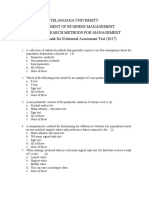 Telangana University Department of Business Management Subject: Research Methods For Management Question Bank For II-Internal Assessment Test (2017)