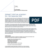 Zermatt Festival Academy 3rd - 18th September 2022: Target Group