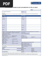 Application For Irrevocable Documentary Letter of Credit