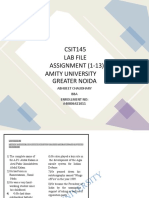 IVE RS ITY: CSIT145 Lab File ASSIGNMENT (1-13) Amity University Greater Noida