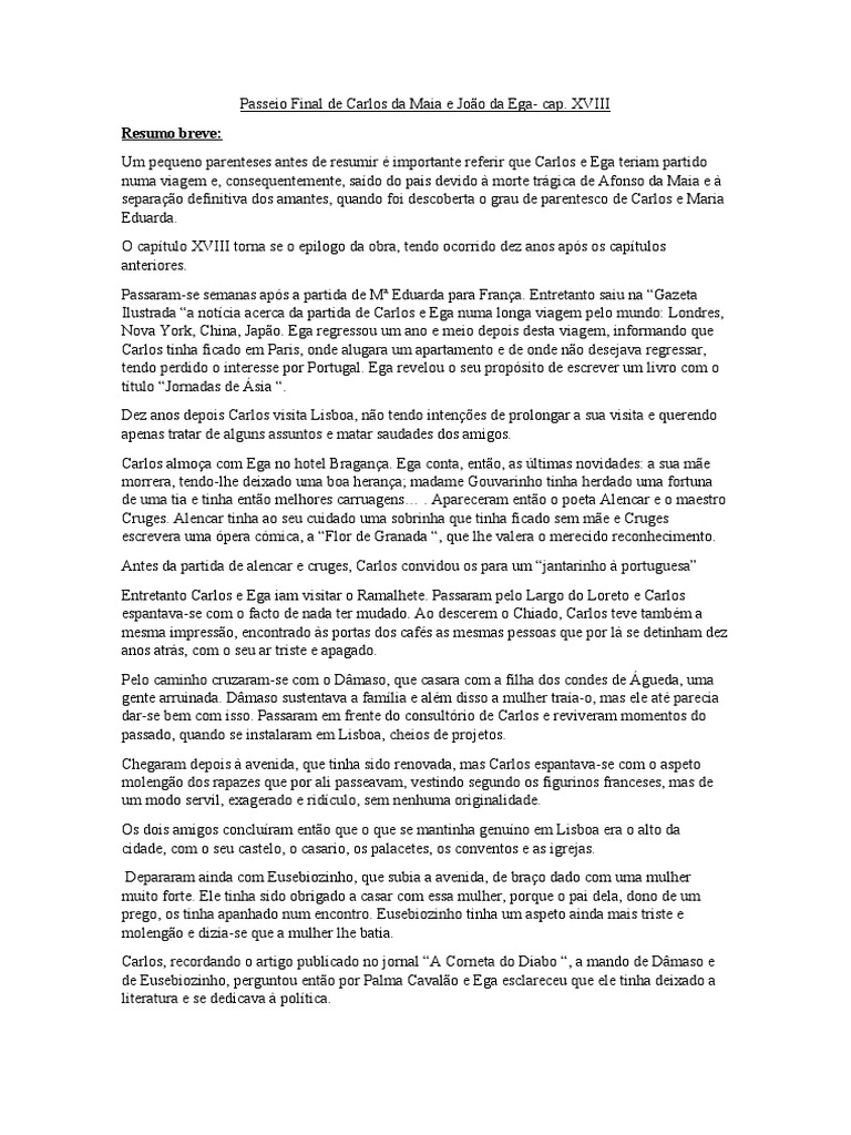 Passeio Final de Carlos Da Maia e João Da Ega | PDF