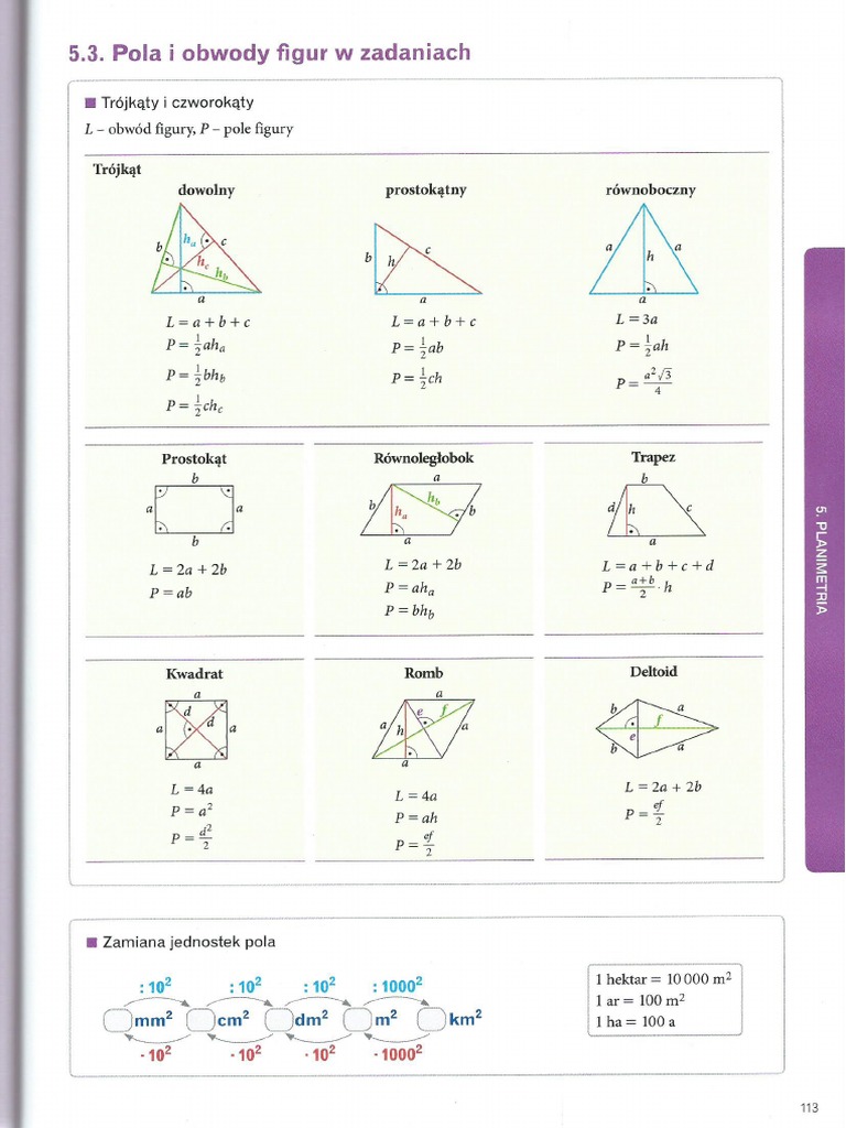 Pola Figur Płaskich Wzory Pdf 14 Pola Figur Płaskich | PDF