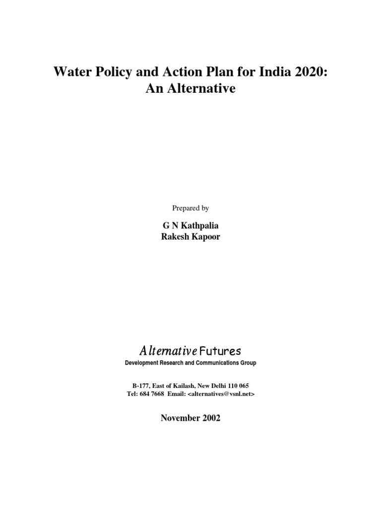 Water Policy and Action Plan For India 2020 | PDF