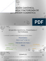 Ecuación Canónica, Polinómica y Factorizada de La Función Cuadrática Parte 1