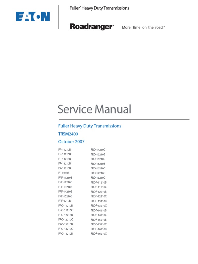 Service Manual Fuller Heavy Duty Transmissions October 2007