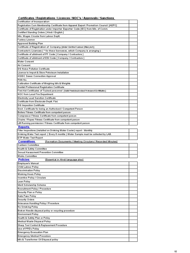 Govt - Nocs Checklist | PDF | Employment | Overtime