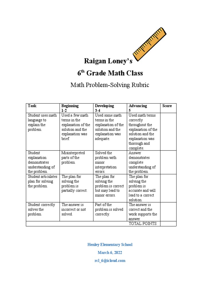 Math Rubric PDF