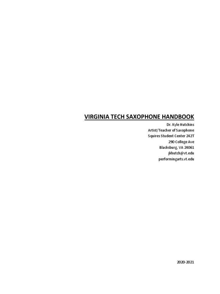VT Saxophone Handbook 20-21 | PDF