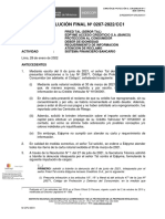 RESOLUCIÓN FINAL #0207-2022/CC1: " ( ) Señor Fried Tal Contra Edpyme Acceso Crediticio S.A., Por Lo Siguiente
