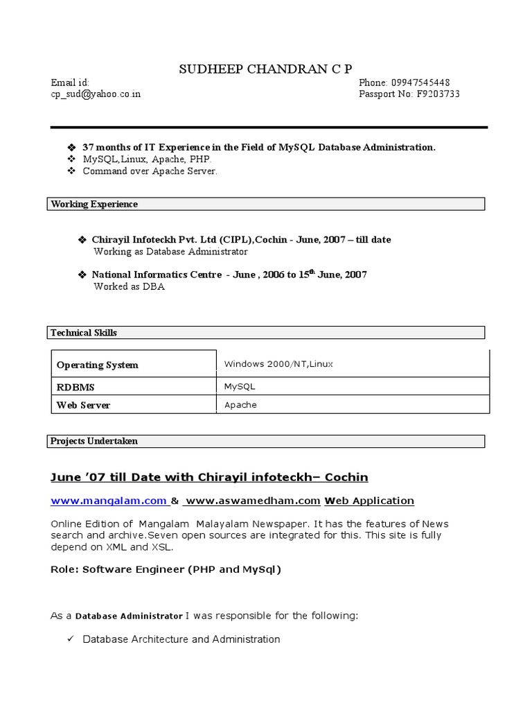 Resume Mysql | PDF | My Sql | Justification