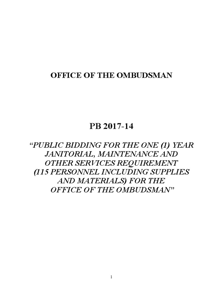 (Final 2) Bidding Documents, PB 201714 Janitorial, Maintenance and