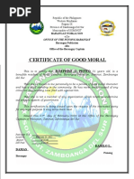 Certification of Good Moral