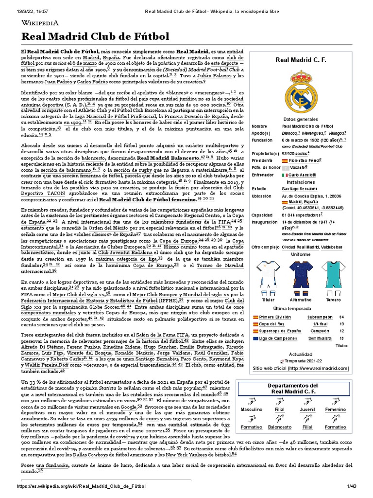 Historia y logros del Real Madrid CF | PDF | la Liga | Liga de ...