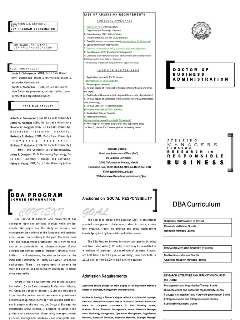 DLSU DBA Program Admission Requirements | PDF | Thesis | Doctor Of ...