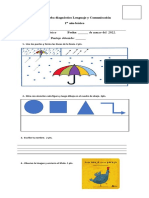 Prueba de Diagnóstico 1° Básico 2022