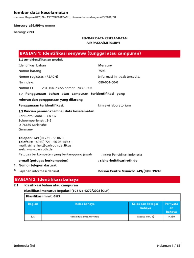 MSDS Air Raksa | PDF | Sains & Matematika