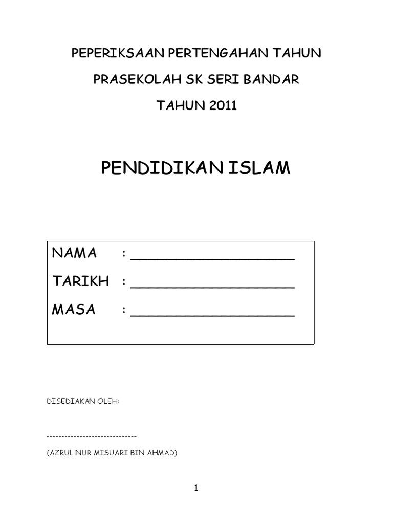 Soalan Pt3 2019 Pendidikan Islam - Contoh Gaes