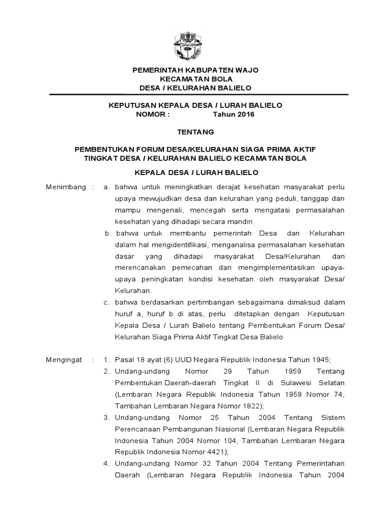 Contoh Sk Forum Desa Siaga Pdf