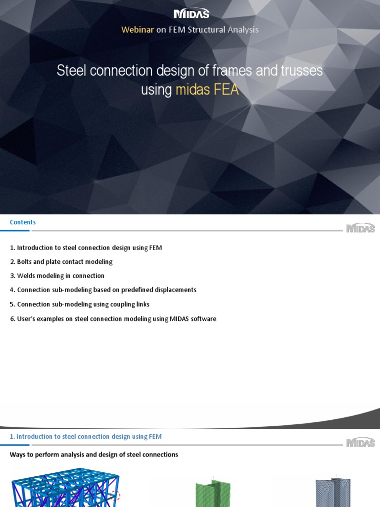 Steel Connection Design with MIDAS FEA | PDF | Truss | Finite Element ...