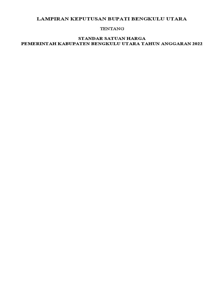 Lampiran Keputusan Bupati Bengkulu Utara TTG SSH TA 2022 | PDF