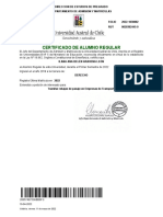 Certificado de Alumno Regular: Direccion de Estudios de Pregrado Departamento de Admisión Y Matrículas