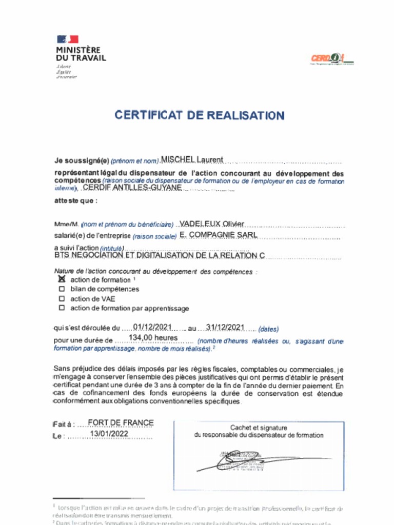 Certificat De Réalisation Pdf , 7 modèles d’attestation de bonne ...