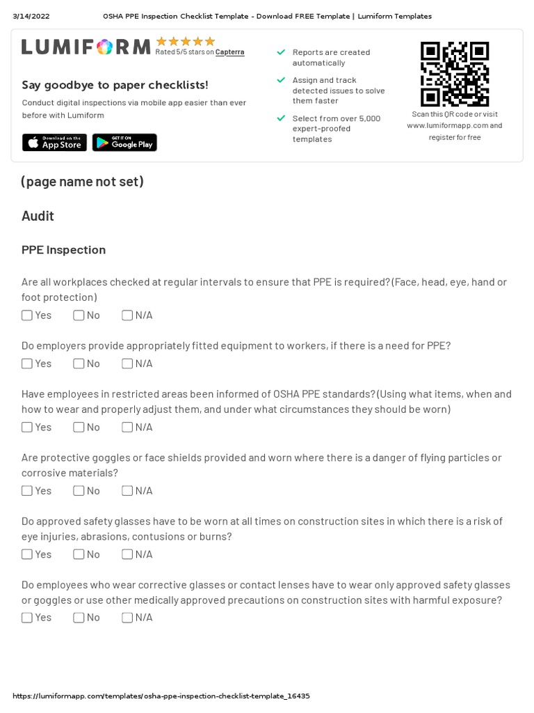 OSHA PPE Inspection Checklist Template | PDF | Personal Protective ...
