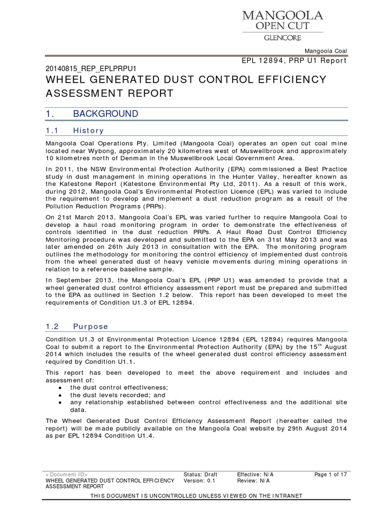 Mining Dust Control Report | PDF | Air Pollution | Dust