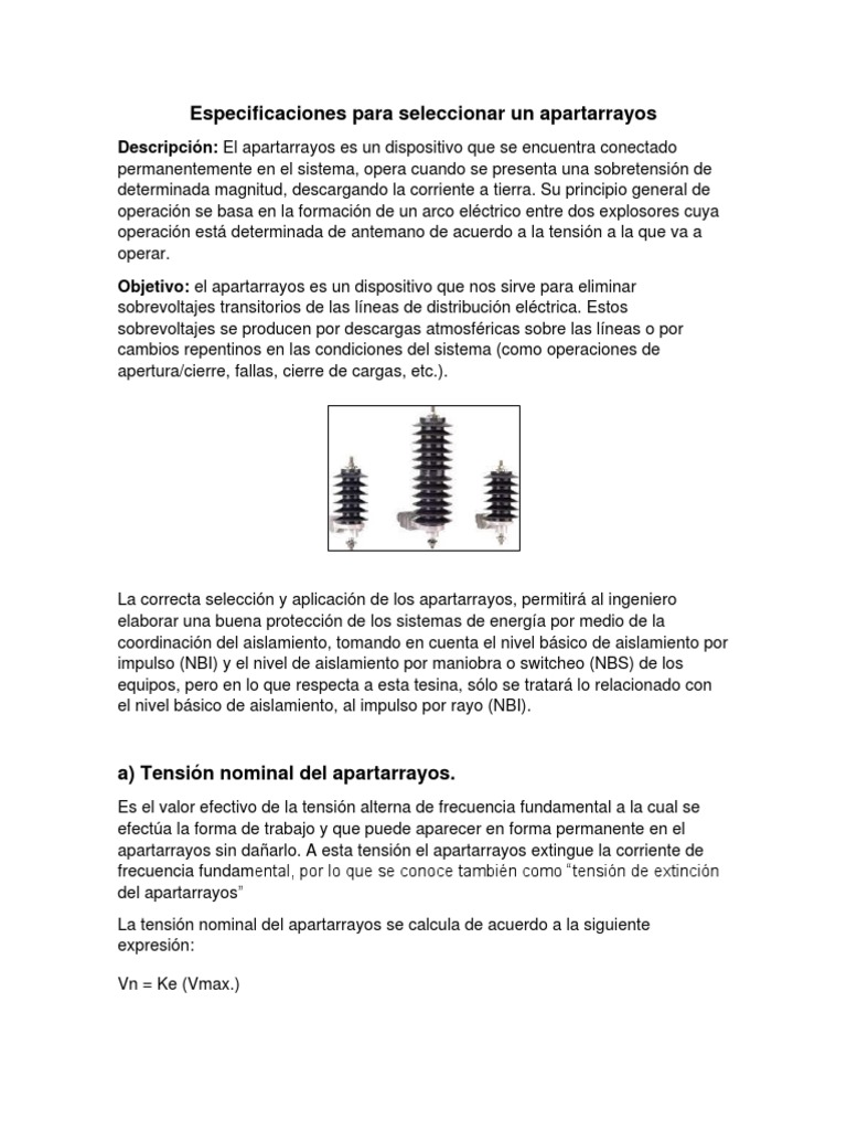 Guía para seleccionar apartarrayos eficaces | PDF | voltaje | Corriente ...