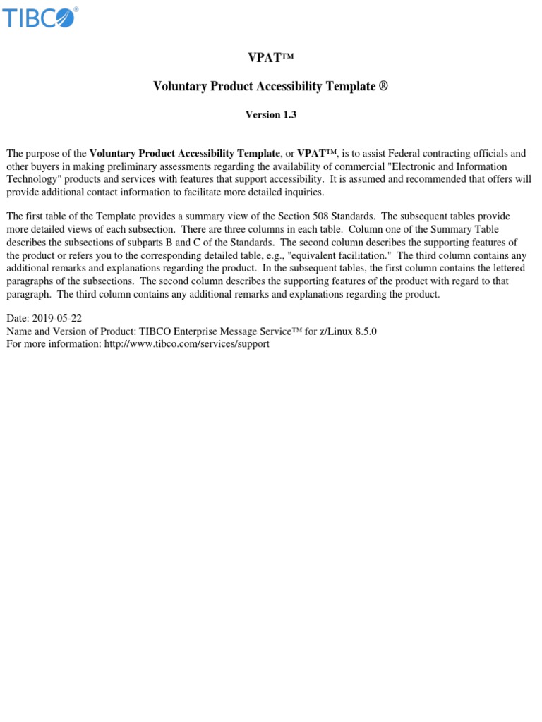 Vpat™ Voluntary Product Accessibility Template ® | PDF | World Wide Web ...
