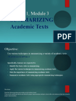 Quarter 1, Module 3: Summarizing Academic Texts