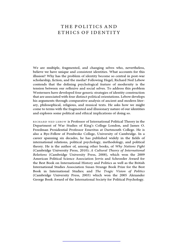 The Politics and Ethics of Identity in Search of Ourselves | PDF ...
