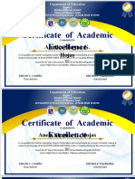 Certificate of Academic Excellence: Annika Shayna G. Hojas