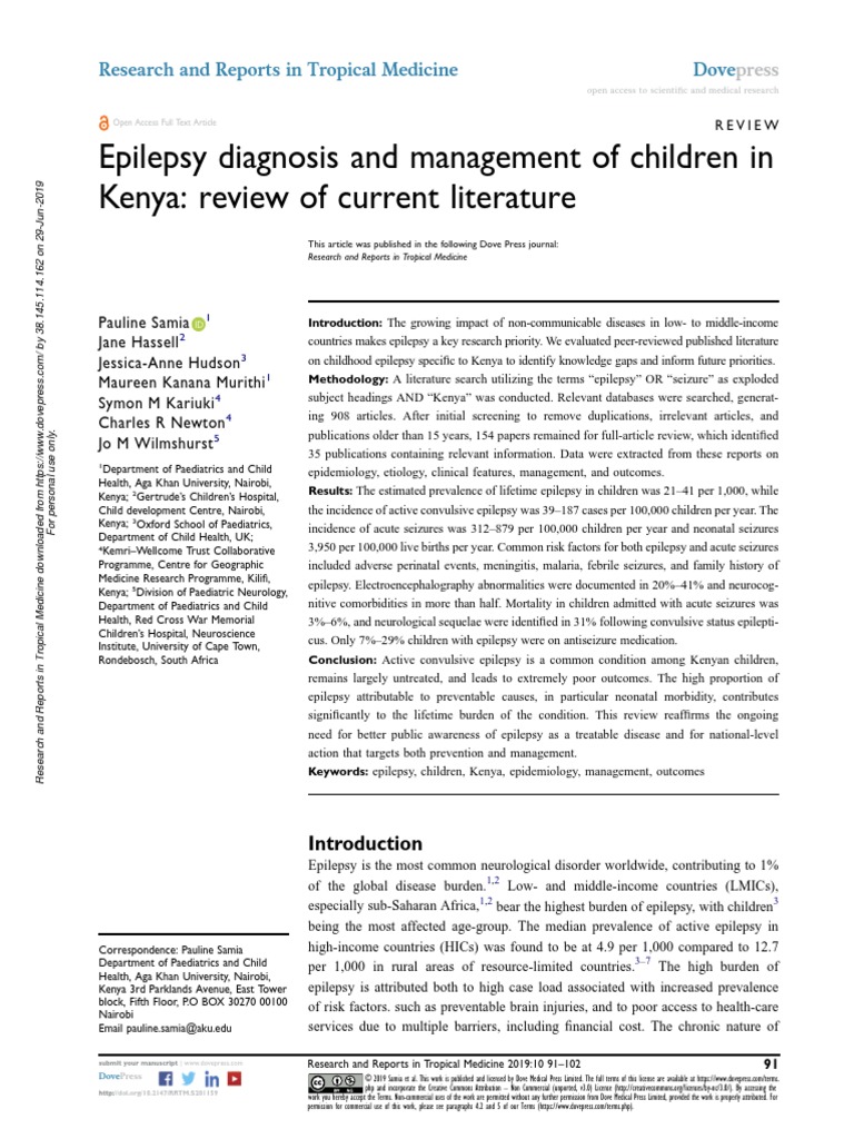 Epilepsy Diagnosis and Management of Children in K | PDF | Epilepsy ...