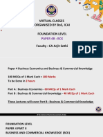 Virtual Classes Organised by Bos, Icai Foundation Level: Paper 4B: BCK