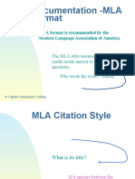 Documentation - MLA Format: MLA Format Is Recommended by The Modern Language Association of America