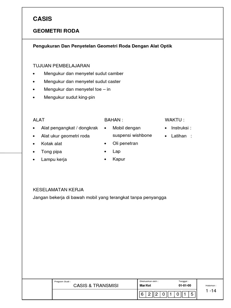 Pengukuran Geometri Roda Mobil | PDF