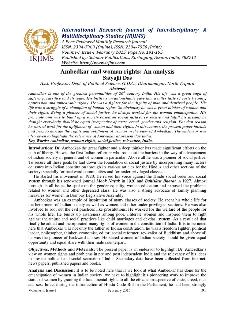 Ambedkar's Vision for Women's Rights | PDF | Social Institutions | Justice