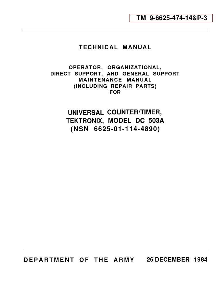 TEK DC503A Universal Counter OPS & service manual 