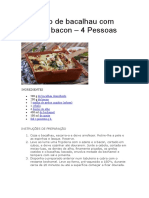 Tabuleiro de bacalhau com grelos e bacon